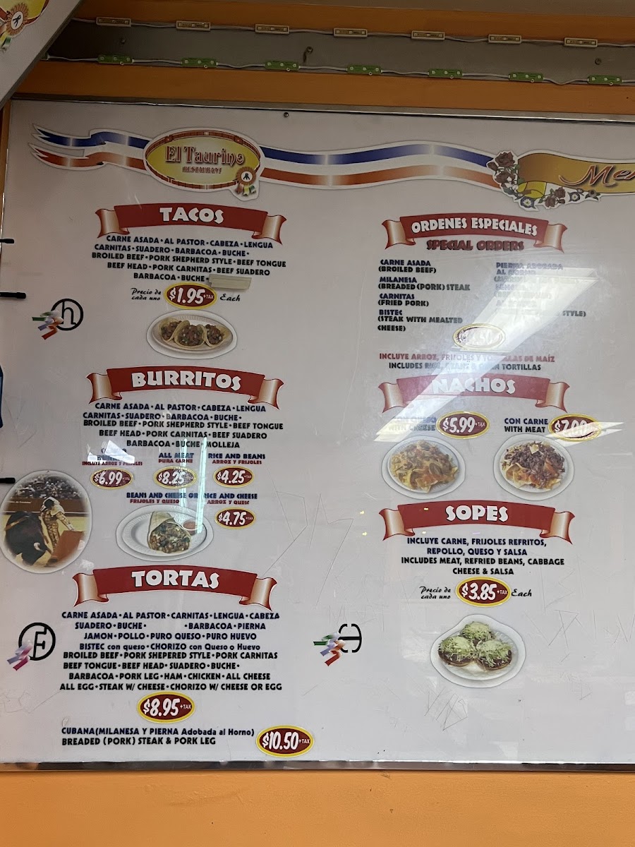 El Taurino Menu - Image 1